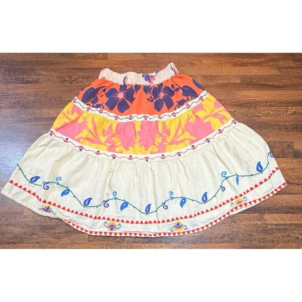 Girls Zara embroidered layered skirt sz 6/7. Vibrant colorful fun. Back 2 school